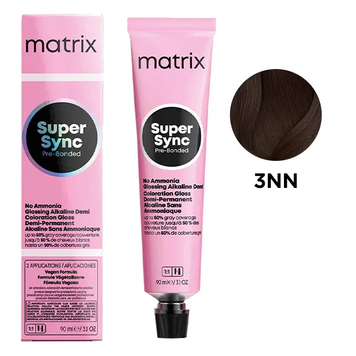 Крем-краска безаммиачная Matrix Super Sync Pre-Bonded №3NN Dark brown natural intense 90 мл 00-00025217 фото