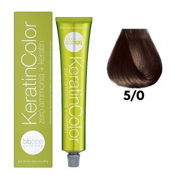 Крем-краска безаммиачная для волос BBCos Keratin Color №5.0 Light Brown 100 мл 00-00023190 фото