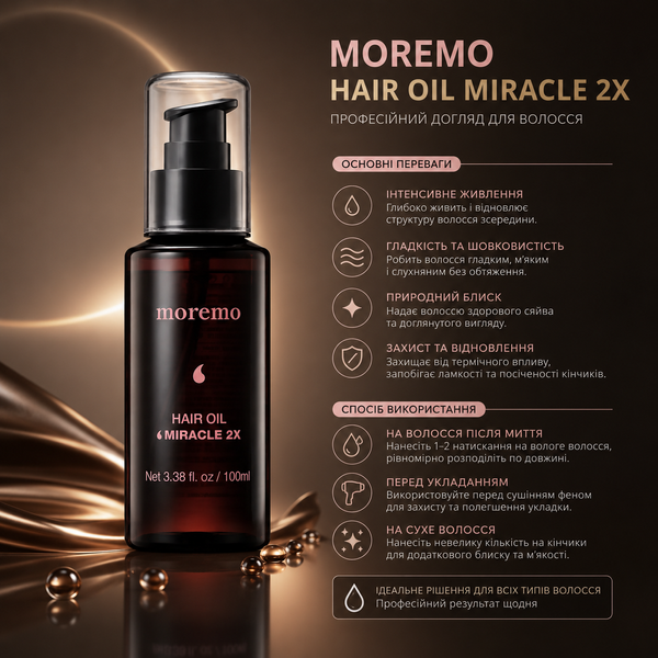 Масло для волос восстанавливающее Moremo Hair Oil Miracle 2X 100 мл 00-00022217 фото