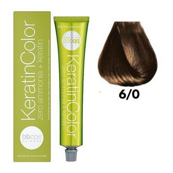 Крем-краска безаммиачная для волос BBCos Keratin Color №6.0 Dark Blond 100 мл 00-00023201 фото