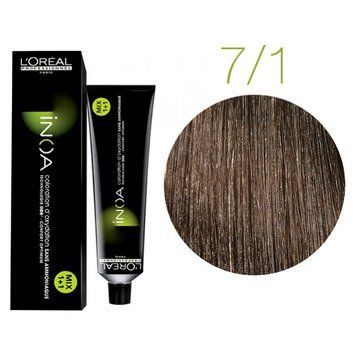 Крем-фарба для волосся Loreal Professionnel INOA 7/1 Попелястий блонд 60 мл 00-00004689 фото