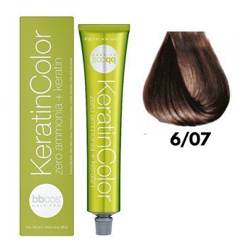 Крем-краска безаммиачная для волос BBCos Keratin Color №6.07 Dark Blond 100 мл 00-00023204 фото