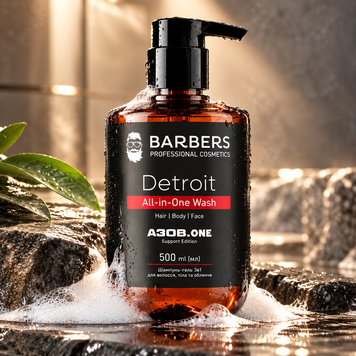 Шампунь-гель для волосся, тіла та обличчя Barbers Detroit 3 в 1 500 мл 00-00027810 фото