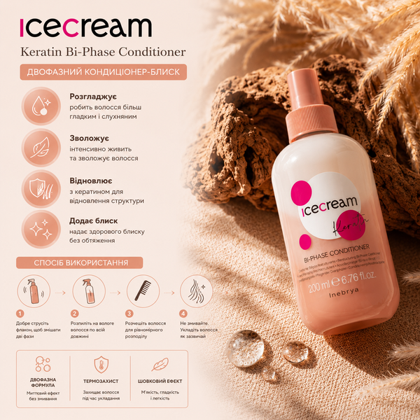 Кондиционер с кератином двухфазный Inebrya Keratin Ви-Рhase Conditioner 200 мл 00-00021357 фото