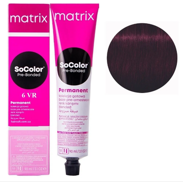 Крем-краска Matrix SoColor Pre-Bonded Cream №6VR Темный блондин перламутрово-красный 90 мл 00-00026640 фото