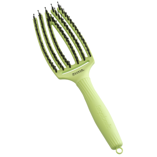 Щітка масажна для волосся Olivia Garden Finger Brush Iconic Boar&Nylon Green Pistachio 00-00027334 фото