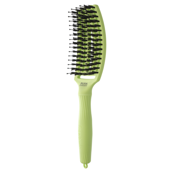 Щітка масажна для волосся Olivia Garden Finger Brush Iconic Boar&Nylon Green Pistachio 00-00027334 фото