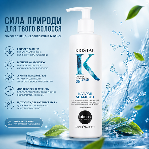 Шампунь для пошкодженого волосся BBcos Kristal Invigor Shampoo 300 мл 00-00026035 фото