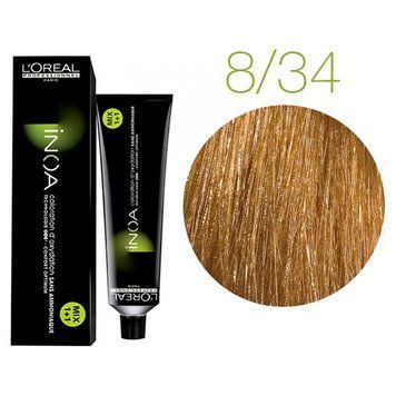 Крем-фарба для волосся Loreal Professionnel INOA 8/34 Світлий блонд золотисто-мідний 60 мл 00-00004733 фото