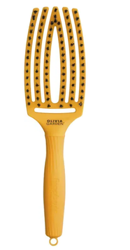 Щітка масажна для волосся Olivia Garden Finger Brush Iconic Boar&Nylon Yellow Sunshine 00-00027339 фото