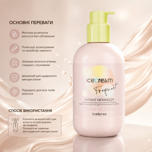 Кондиционер несмываемый Inebrya Frequent Ice Cream Instant Detangler 200 мл 00-00021366 фото