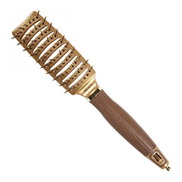 Щетка для волос Olivia Garden Nano Thermic Styler Vent Nylon Bristles Gold&Brown 00-00011489 фото