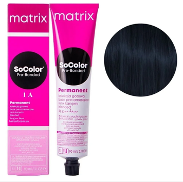 Крем-фарба Matrix SoColor Pre-Bonded Cream №1A Попелястий синяво-чорний 90 мл 00-00026539 фото