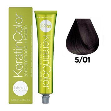 Крем-краска безаммиачная для волос BBCos Keratin Color №5.01 Light Brown 100 мл 00-00023192 фото