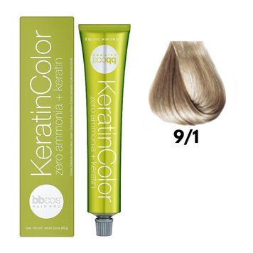 Крем-краска безаммиачная для волос BBCos Keratin Color №9.1 Very Light Ash Blond 100 мл 00-00023241 фото