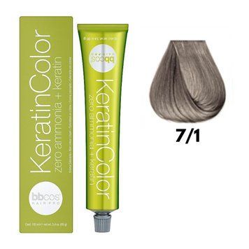 Крем-фарба безаміачна для волосся BBCos Keratin Color №7.1 Ash Blonde 100 мл 00-00023218 фото