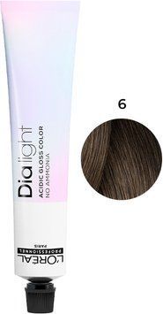 Гель-краска кислотная без аммиака L'Oreal Professionnel DIA Light №№6 Темный блондин 50 мл 00-00018228 фото