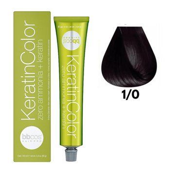 Крем-краска безаммиачная для волос BBCos Keratin Color №1.0 Nero 100 мл 00-00023171 фото
