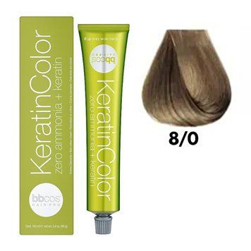 Крем-фарба безаміачна для волосся BBCos Keratin Color №8.0 Light Blond 100 мл 00-00023225 фото