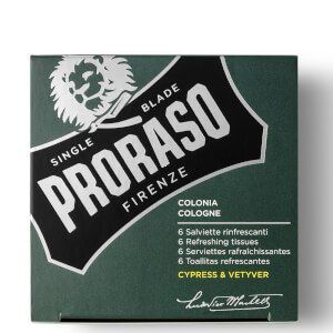 Салфетки для лица и бороды Proraso Cypress & Vetyver Refreshing Tissues 6 шт 00-00015454 фото