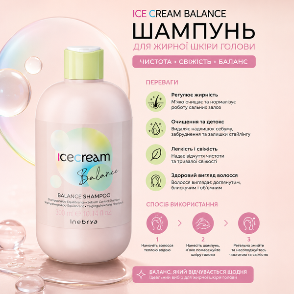 Шампунь для жирного волосся Inebrya Shampoo Balance 300 мл 00-00021319 фото