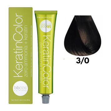 Крем-краска безаммиачная для волос BBCos Keratin Color №3.0 Dark Brown 100 мл 00-00023182 фото