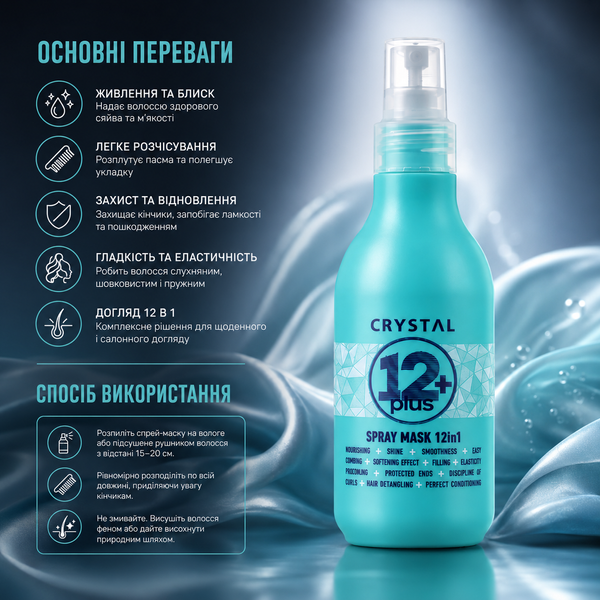 Спрей-маска 12 в 1 для волосся Unic Crystal Spray Mask 12 in 1 200 мл 00-00024321 фото