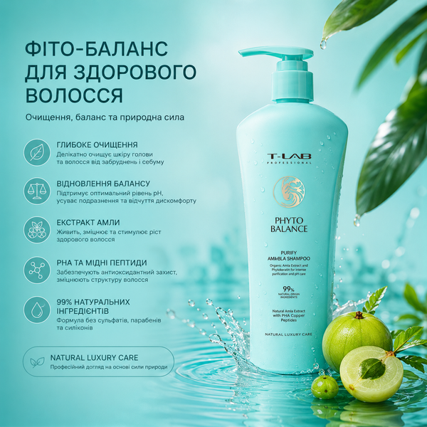 Шампунь для волос с кислотами T-Lab Professional Phyto Balance Purity Aha/Bha Shampoo 300 мл 00-00025011 фото