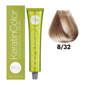 Крем-краска безаммиачная для волос BBCos Keratin Color №8.32 Light Honey Blonde 100 мл 00-00023234 фото