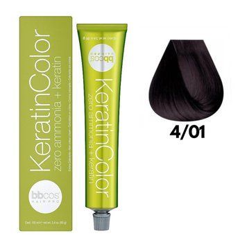 Крем-краска безаммиачная для волос BBCos Keratin Color №4.01 Natural Chestnut 100 мл 00-00023185 фото