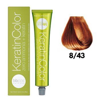 Крем-краска безаммиачная для волос BBCos Keratin Color №8.43 Light Copper Golden Blonde 100 мл 00-00023235 фото