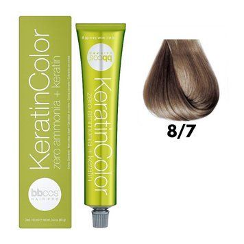 Крем-краска безаммиачная для волос BBCos Keratin Color №8.7 Light Beige Blonde 100 мл 00-00023236 фото