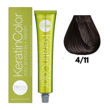 Крем-краска безаммиачная для волос BBCos Keratin Color №4.11 Chestnut Natural Intense Ashy 100 мл 00-00023187 фото