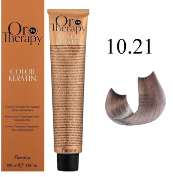 Крем-краска безаммиачная для волос Fanola Oro Therapy №10/21 Platinum blonde violet ash 100 мл 00-00009484 фото