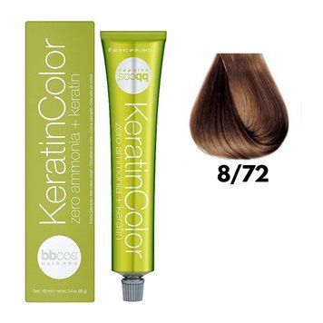 Крем-краска безаммиачная для волос BBCos Keratin Color №8.72 Light Nut 100 мл 00-00023237 фото