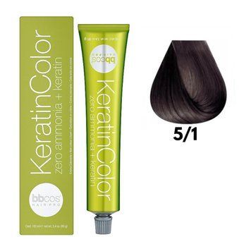 Крем-краска безаммиачная для волос BBCos Keratin Color №5.1 Light Ash Chestnut 100 мл 00-00023194 фото