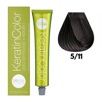 Крем-краска безаммиачная для волос BBCos Keratin Color №5.11 Intence Ash Light Chestnut 100 мл 00-00023195 фото