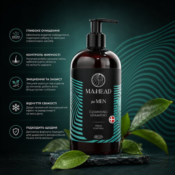 Шампунь очищающий для волос MA: HEAD for Men Cleansing Shampoo 500 мл 00-00024093 фото