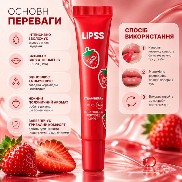 Блеск для губ Lipss Lipper Strawberry 8 мл 00-00027634 фото