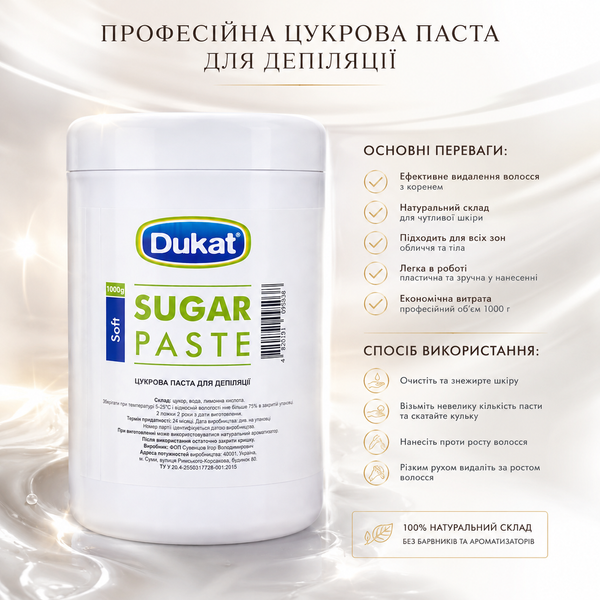 Паста цукрова для депіляції Dukat Твіст М'яка 1000 гр 00-00018980 фото